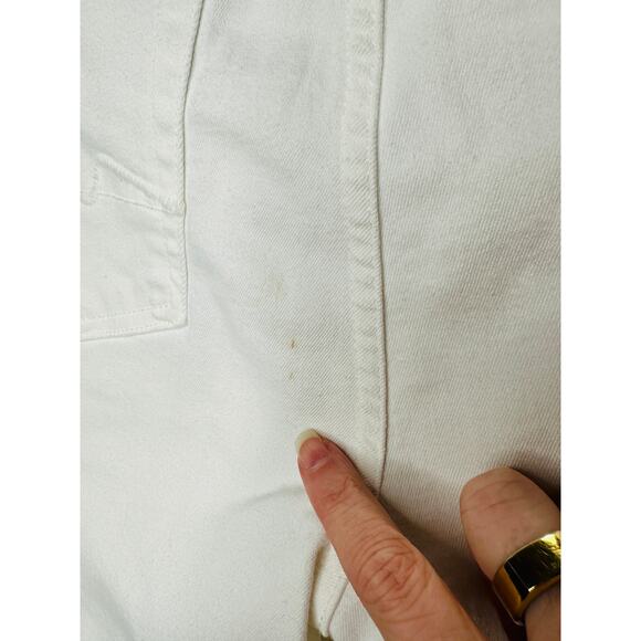 7 For All Mankind White Distressed Raw Hem Gwenevere Jeans 30 - Picture 10 of 16